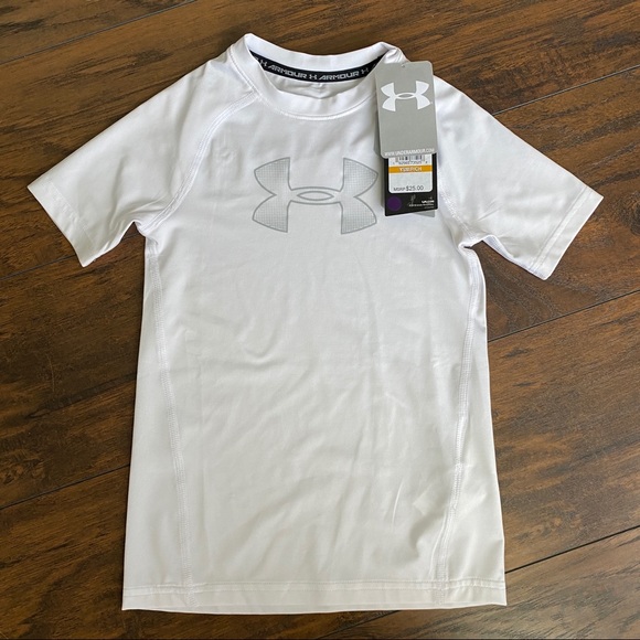 3/$36 - Boys Under Armour Fitted Tee - White - Picture 6 of 8